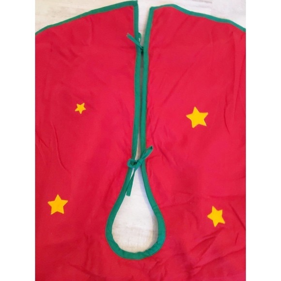 Vintage Sticks Twigs Felt Christmas Tree Skirt Snowman Stars Holly Applique 44" - Picture 7 of 10